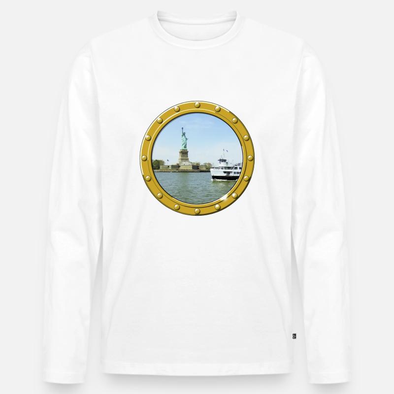 New York-Freiheitsstatue - Männer Premium Bio Langarmshirt - Weiß