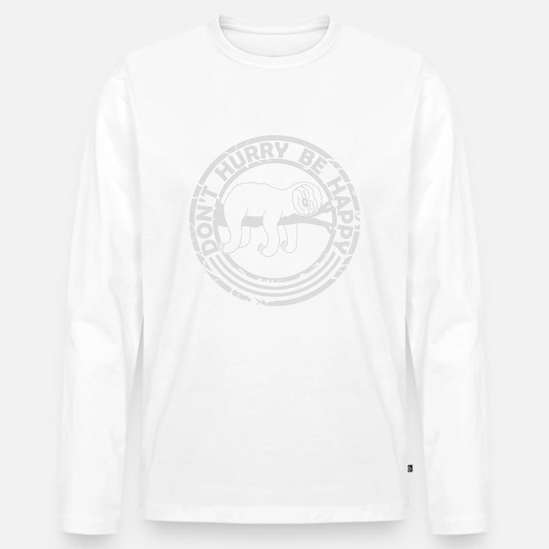 dont hurry be happy - Männer Premium Bio Langarmshirt - Weiß