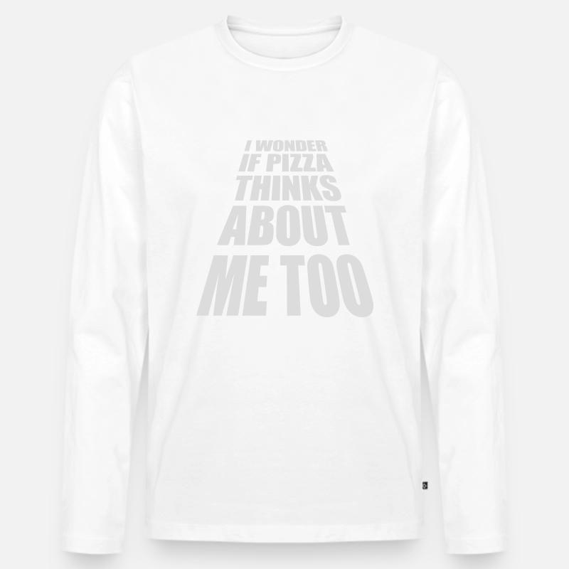 pizza thinks about me - Männer Premium Bio Langarmshirt - Weiß