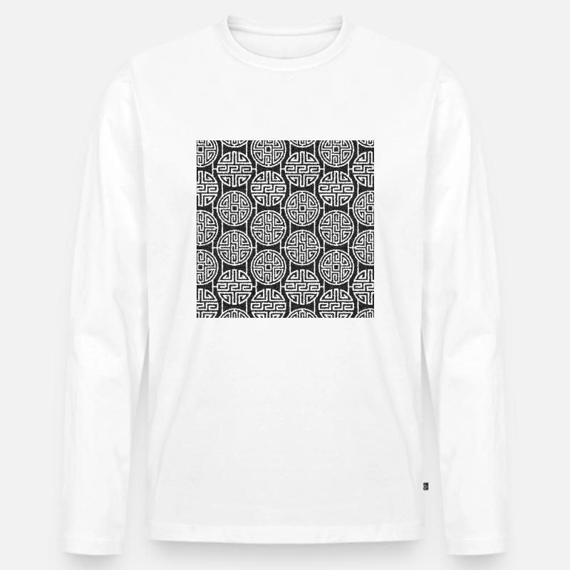 Chinesisches Muster - Männer Premium Bio Langarmshirt - Weiß