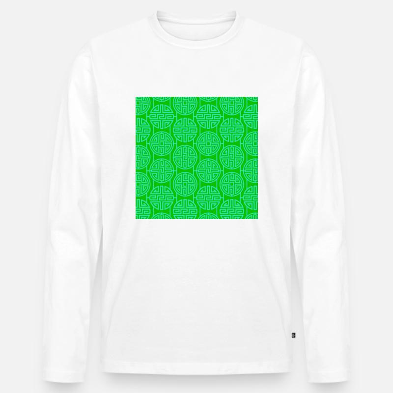 Chinesisches Muster - Männer Premium Bio Langarmshirt - Weiß