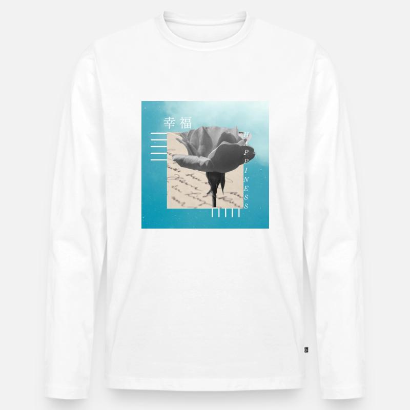 Japanisch - Männer Premium Bio Langarmshirt - Weiß
