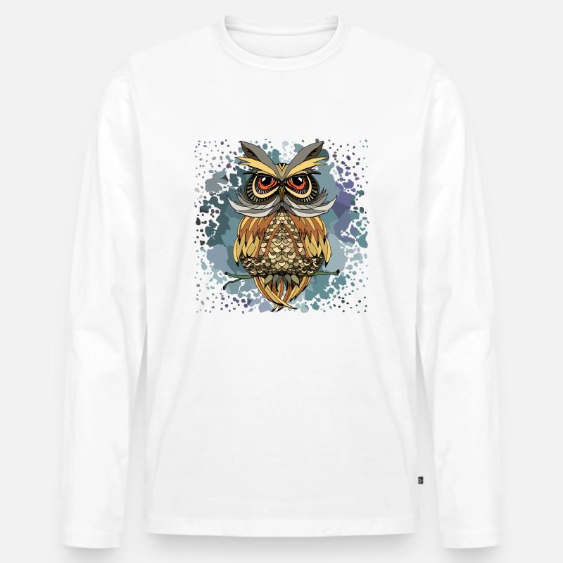 Bunter Vogel - Männer Premium Bio Langarmshirt - Weiß
