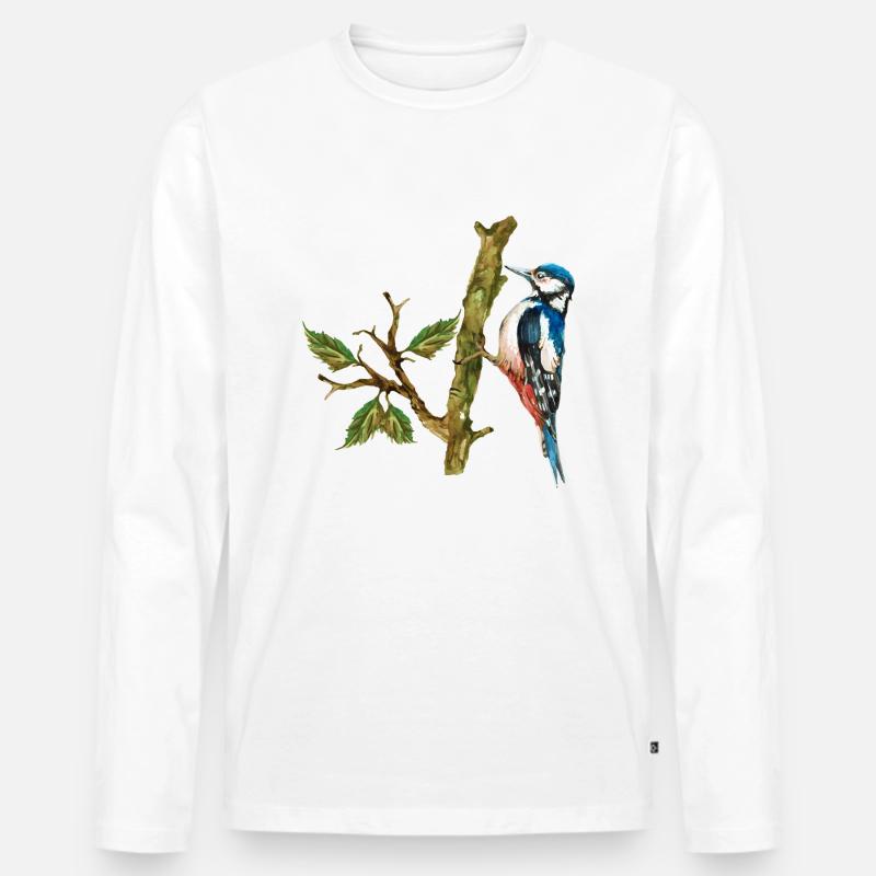 Bunter Vogel - Männer Premium Bio Langarmshirt - Weiß