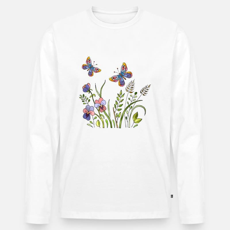 Schmetterlinge - Männer Premium Bio Langarmshirt - Weiß