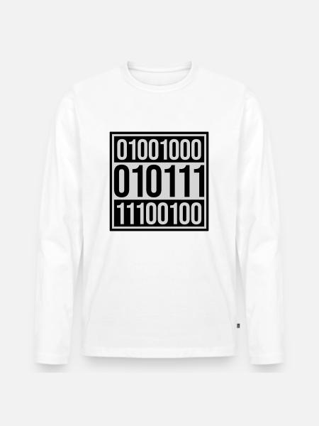 Binary Code Program Language - Men's Premium Organic Long Sleeve Shirt - white