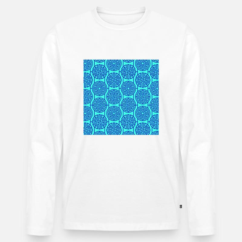 Chinesisches Muster - Männer Premium Bio Langarmshirt - Weiß