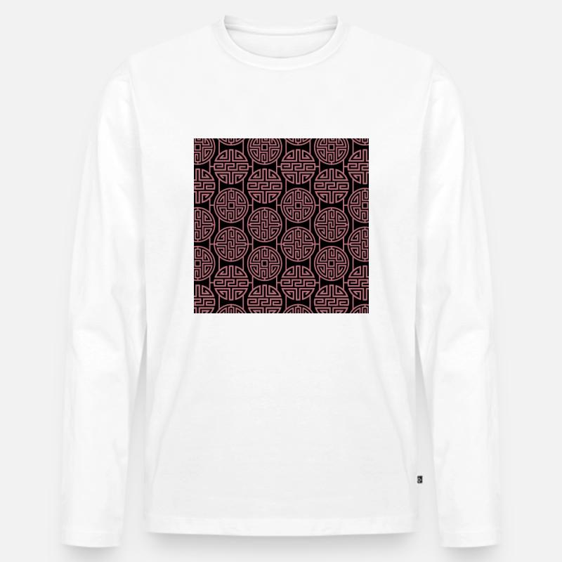 Chinesisches Muster - Männer Premium Bio Langarmshirt - Weiß