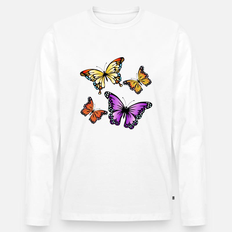 Schmetterlinge - Männer Premium Bio Langarmshirt - Weiß