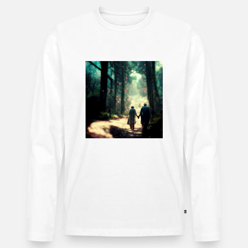 Altes Ehepaar Hand in Hand - Männer Premium Bio Langarmshirt - Weiß