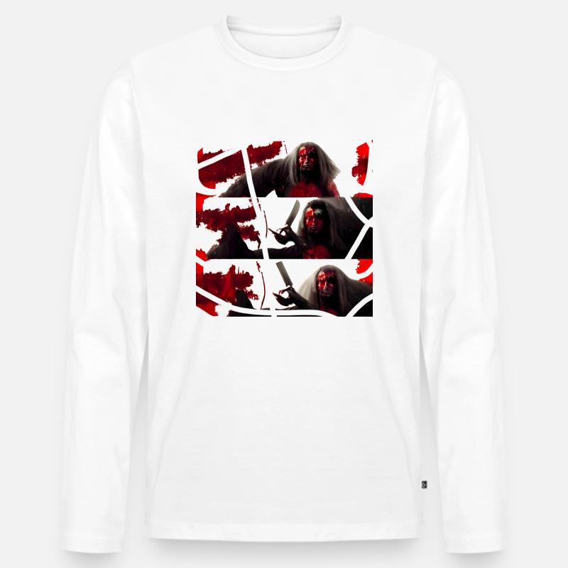 Blutiger Samurai - Männer Premium Bio Langarmshirt - Weiß