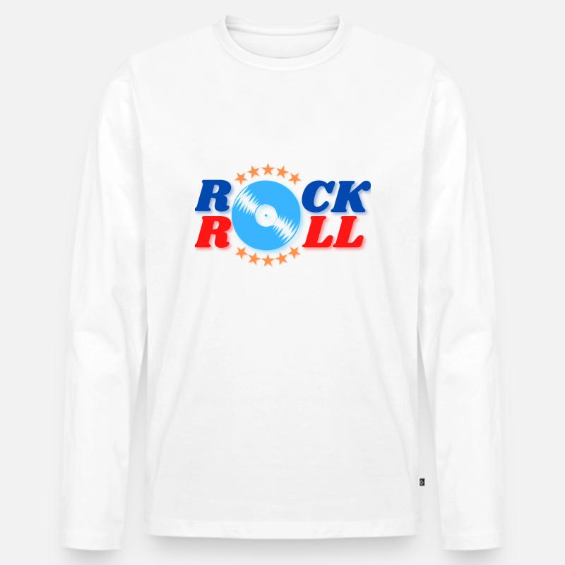 ROCK 'N' ROLL DISCO - Männer Premium Bio Langarmshirt - Weiß