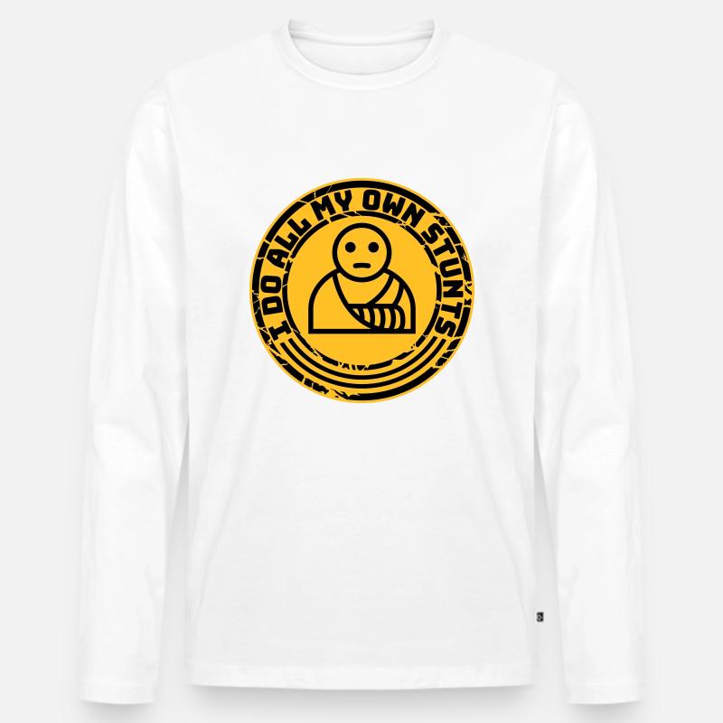 all my own stunts - Männer Premium Bio Langarmshirt - Weiß