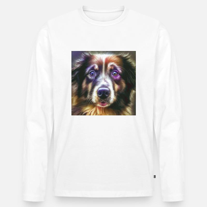 Australian Shepherd Hunderasse Hundeportrait - Männer Premium Bio Langarmshirt - Weiß