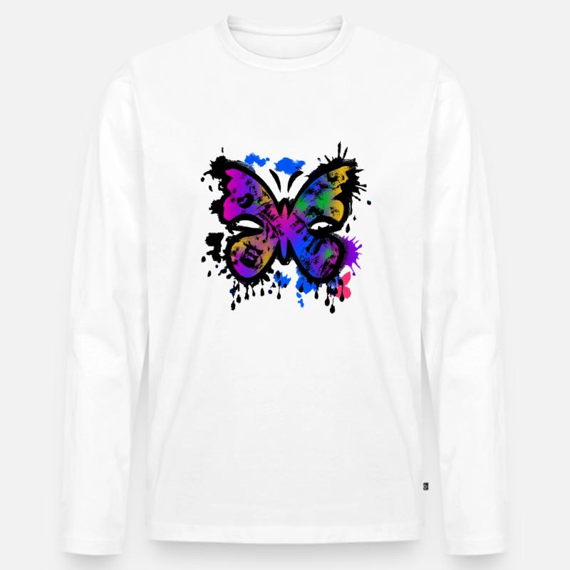 butterfly graffiti - Männer Premium Bio Langarmshirt - Weiß