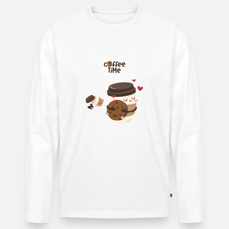 Kaffeezeit 2 - Männer Premium Bio Langarmshirt - Weiß