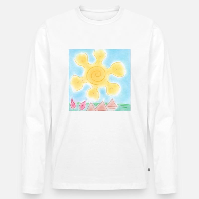 SONNE AUF PYRAMIDEN - Männer Premium Bio Langarmshirt - Weiß