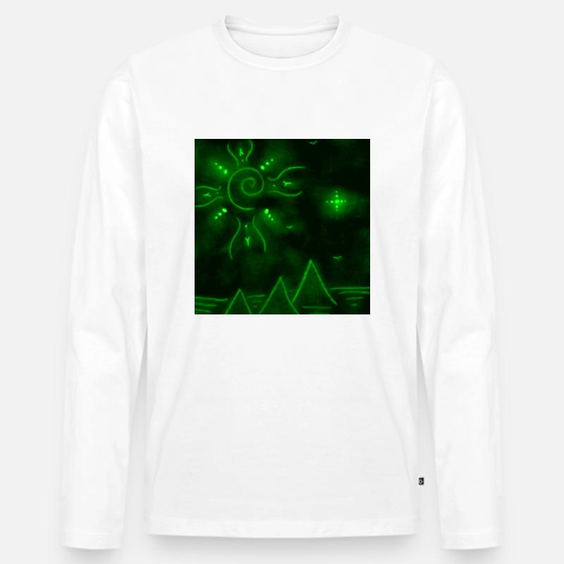 SONNE UND GRÜNE PYRAMIDEN - Männer Premium Bio Langarmshirt - Weiß