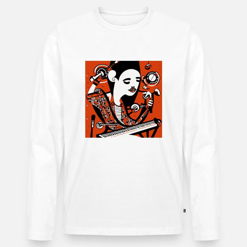 Musik Mädchen - Männer Premium Bio Langarmshirt - Weiß