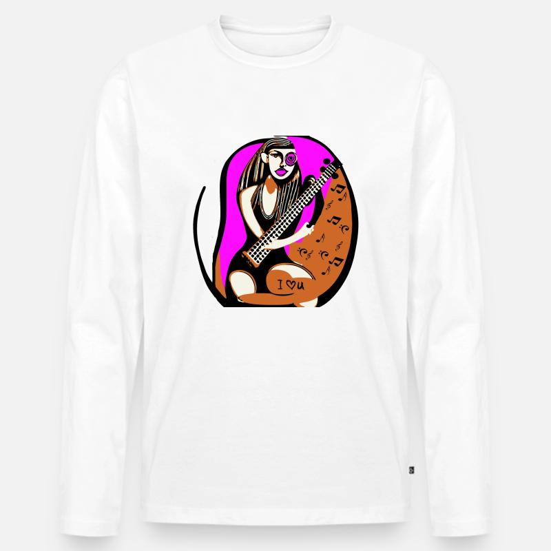 Musik Mädchen - Männer Premium Bio Langarmshirt - Weiß