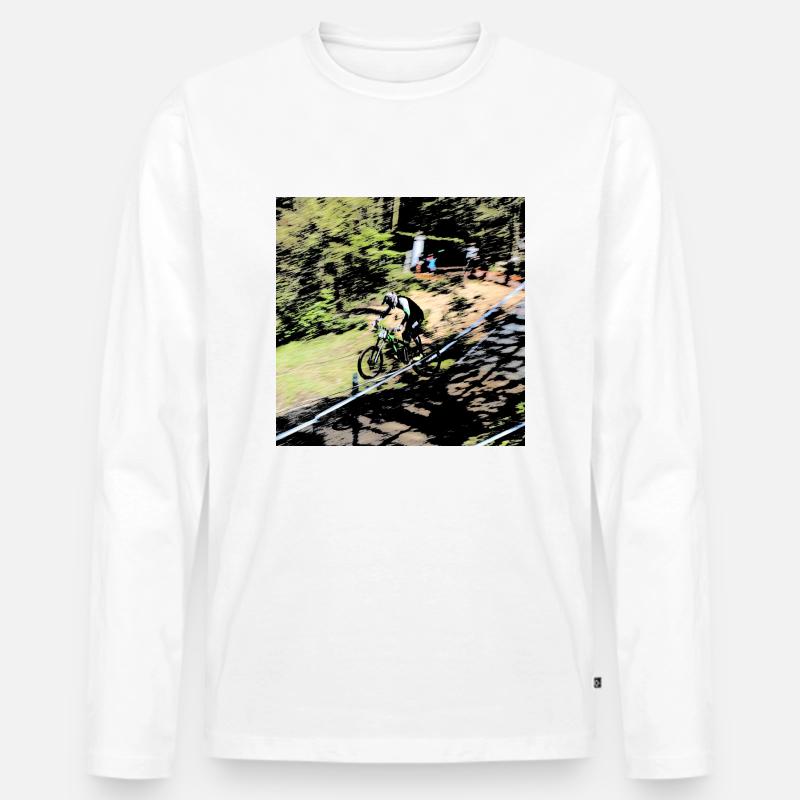 MTB MTB MTB Abfahrt - Männer Premium Bio Langarmshirt - Weiß