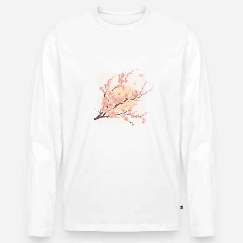 Sakura blüht - Männer Premium Bio Langarmshirt - Weiß