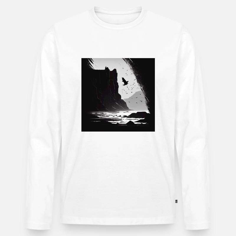 rough sea with cliffs - Männer Premium Bio Langarmshirt - Weiß