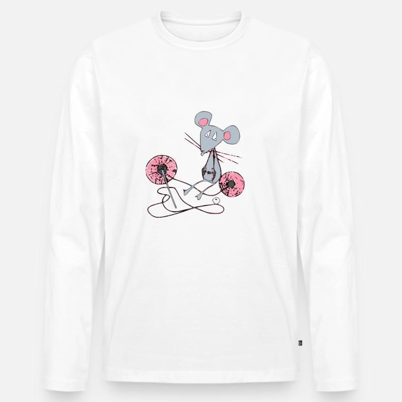 Mimi die traurige Maus - Männer Premium Bio Langarmshirt - Weiß