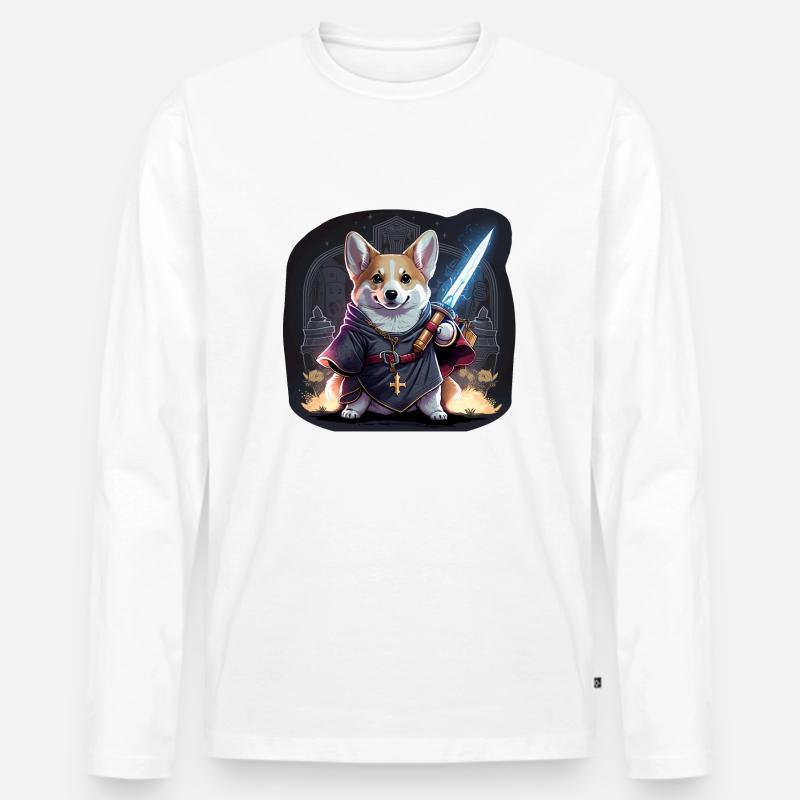 CorgiKreuz-Ritter - Männer Premium Bio Langarmshirt - Weiß
