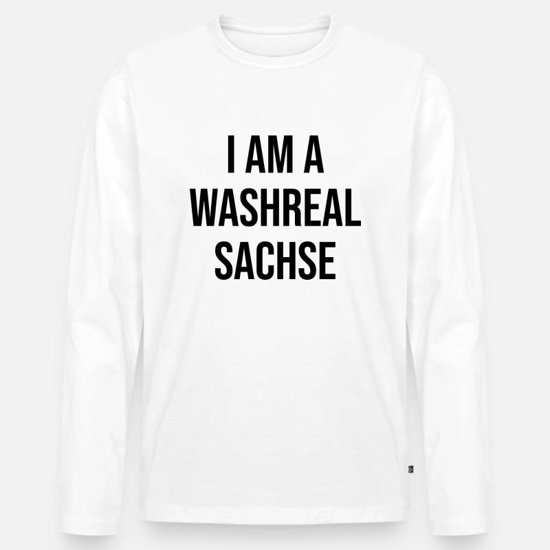 Ich bin ein Waschechter Sachse - Männer Premium Bio Langarmshirt - Weiß