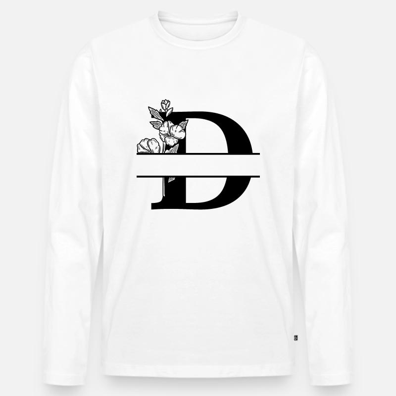 Personalisierter Blumenbuchstabe D - Männer Premium Bio Langarmshirt - Weiß
