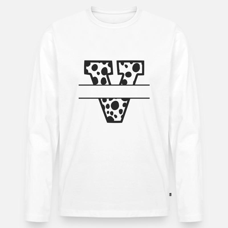 Letter V benutzerdefiniertes Kuhmuster - Männer Premium Bio Langarmshirt - Weiß