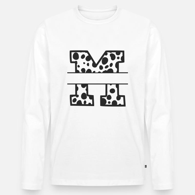 Buchstabe M Benutzerdefiniertes Kuhmuster - Männer Premium Bio Langarmshirt - Weiß