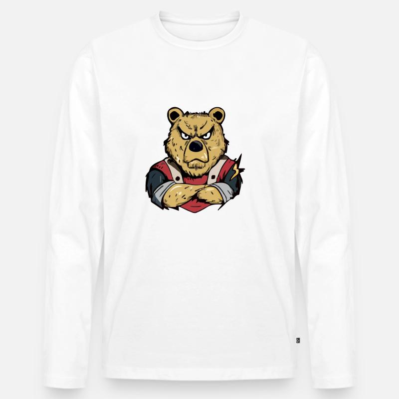 Krik der mürrische Bär - Männer Premium Bio Langarmshirt - Weiß