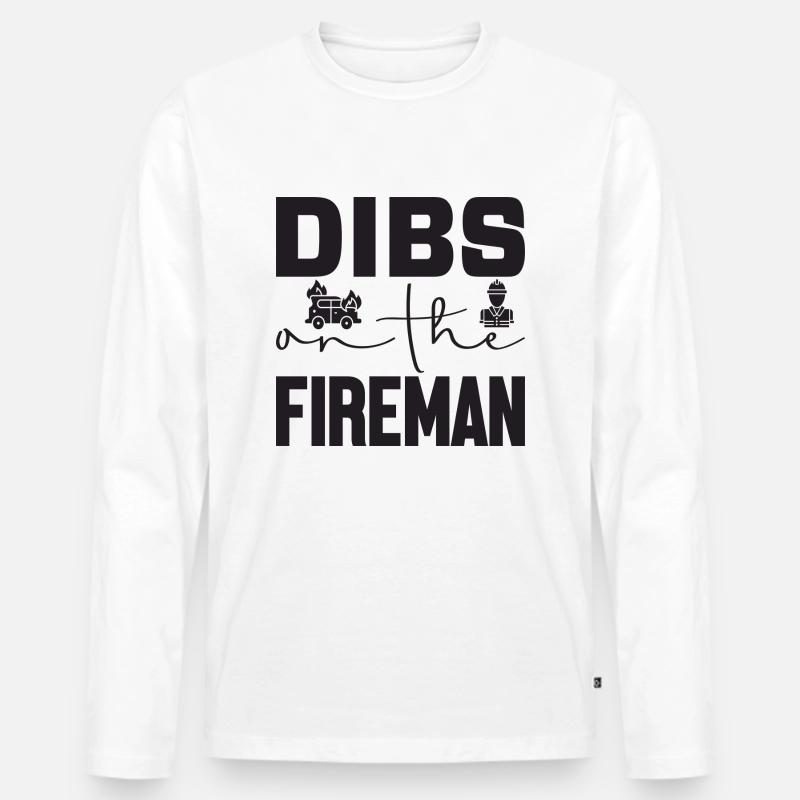 Dibs on the Fireman - Männer Premium Bio Langarmshirt - Weiß
