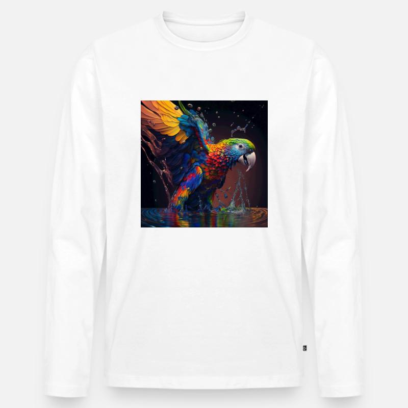 Farbiger Papagei, einzigartiges Design - Männer Premium Bio Langarmshirt - Weiß