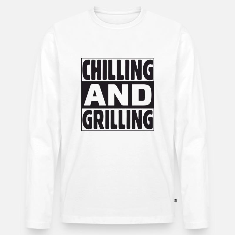 Chilling and Grilling - Männer Premium Bio Langarmshirt - Weiß