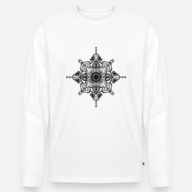 Mandala Snowflake Muster Geometrisch - Männer Premium Bio Langarmshirt - Weiß