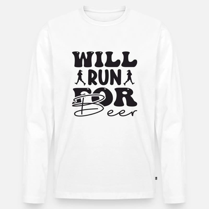 Will run for Beer - Männer Premium Bio Langarmshirt - Weiß