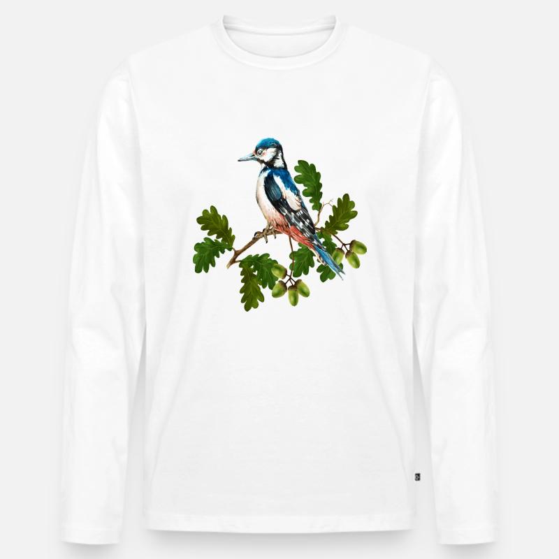 Bunter Vogel - Männer Premium Bio Langarmshirt - Weiß