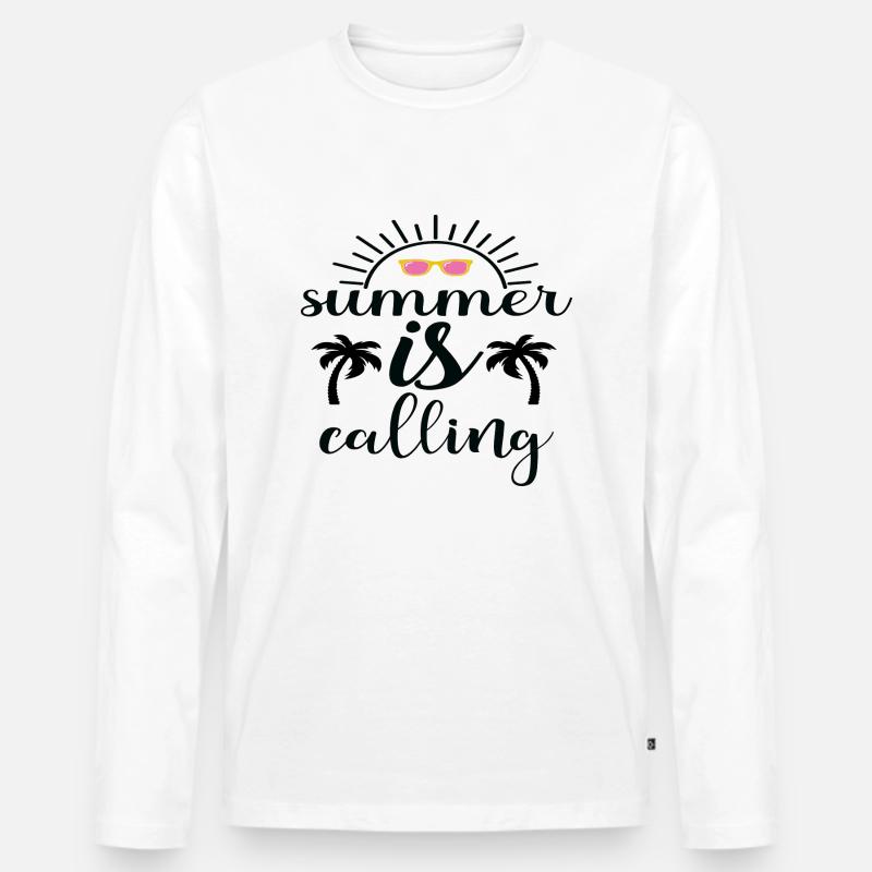 Summer is Calling - Männer Premium Bio Langarmshirt - Weiß