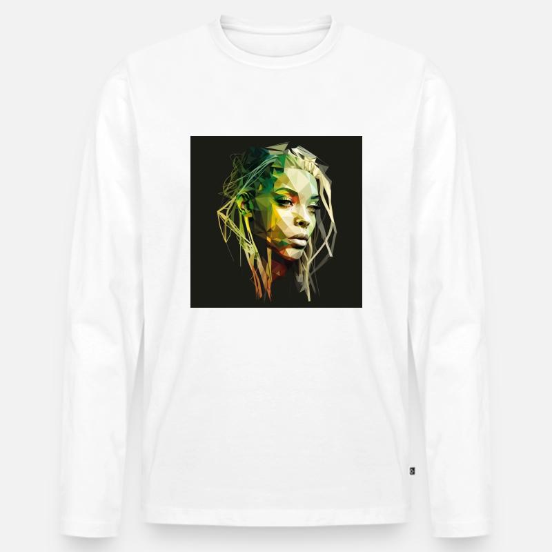 Gesicht Frau Dreadlocks n°8 - Männer Premium Bio Langarmshirt - Weiß