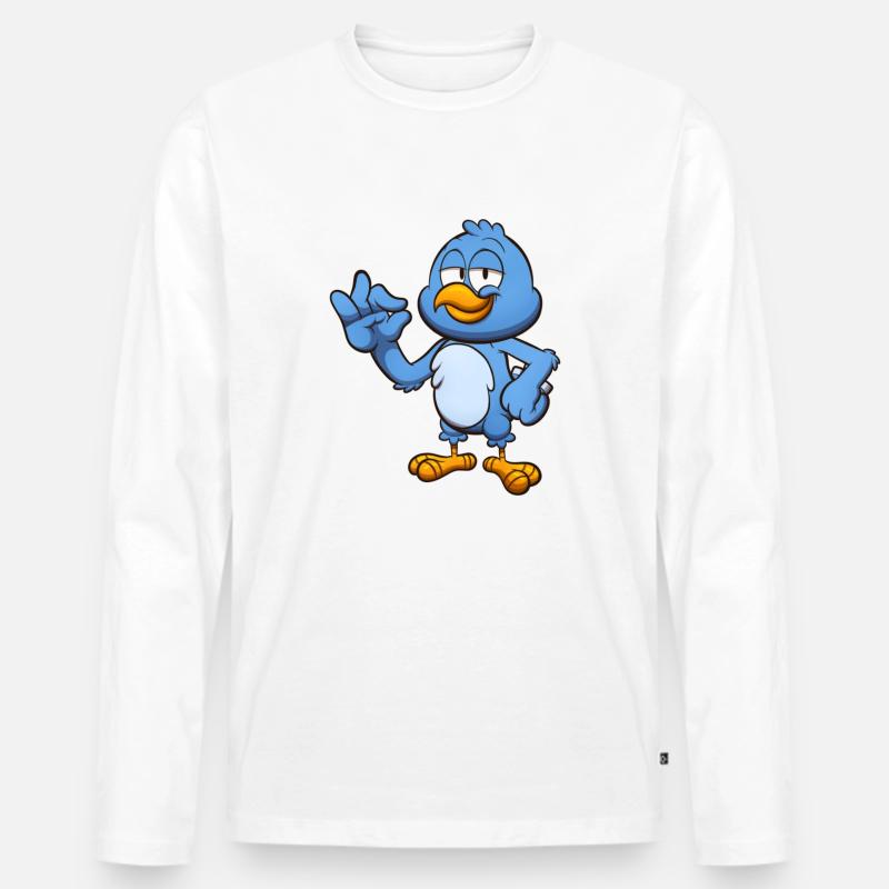 Perfekter blauer Vogel - Männer Premium Bio Langarmshirt - Weiß