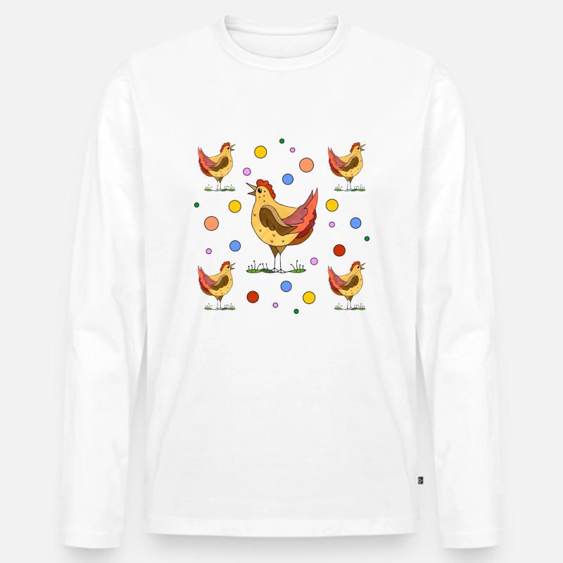 Hühner - Männer Premium Bio Langarmshirt - Weiß