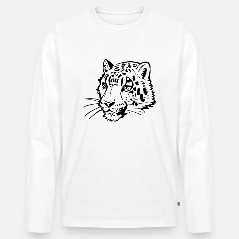 Schneeleopard im Comic Stiel - Männer Premium Bio Langarmshirt - Weiß