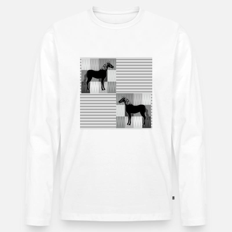 Pferd - Männer Premium Bio Langarmshirt - Weiß