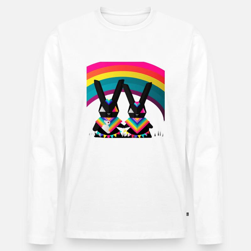 Stolze Pride Hasen - Männer Premium Bio Langarmshirt - Weiß