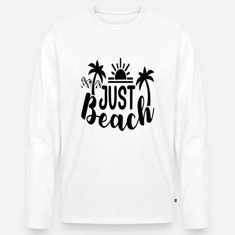 Just Beach - Männer Premium Bio Langarmshirt - Weiß