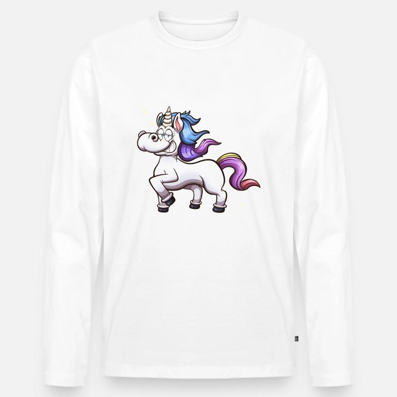 Berühmtes Einhorn - Männer Premium Bio Langarmshirt - Weiß