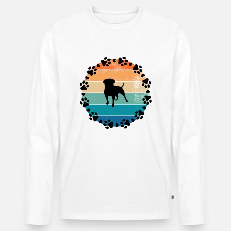 Hunde Sonne Mops - Männer Premium Bio Langarmshirt - Weiß